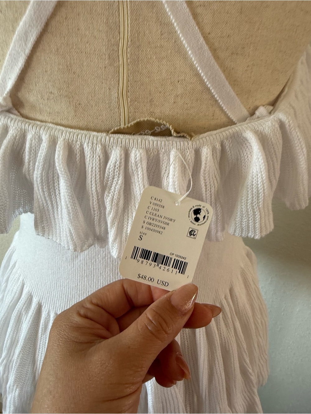 Free People Lennox Sweater White Ruffle Tank Top - Picture 5 of 5